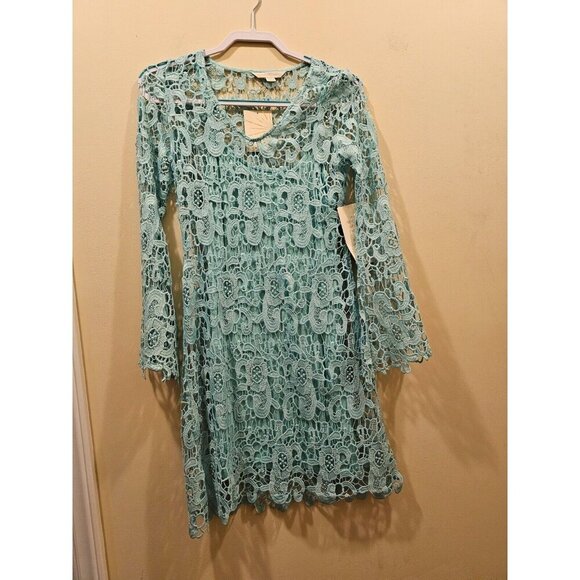 NWT Women's Boston Proper Bell Sleeve Crochet Dress Size 0 Cruise Island Getaway - Picture 1 of 8